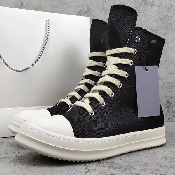 

owens mens ricks canvas boots designer women ricks owen boot womens shoes platform sneaker ankle booties leather high jumbo lace low casual, Black