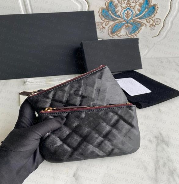 

7a women bag handbag coin purse large capacity classic cf diamond pattern imported goat skin caviar material bank card bag fas7514255, Red;black