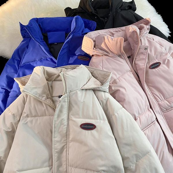 

leather 2022 winter oversize jacket women thick cotton padded coat female korean fashion hooded loose bubble coats women's puffer parka, Black