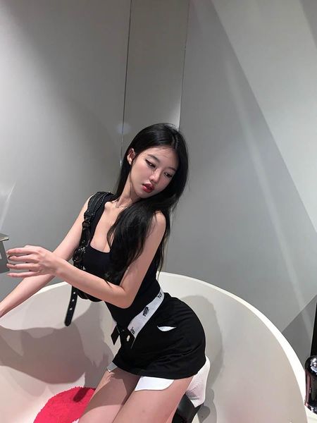 

dress two piece sets womens outifits black patchwork girl vest hip wrap skirts solid womans clothes for 2022 summer skirt sets, White