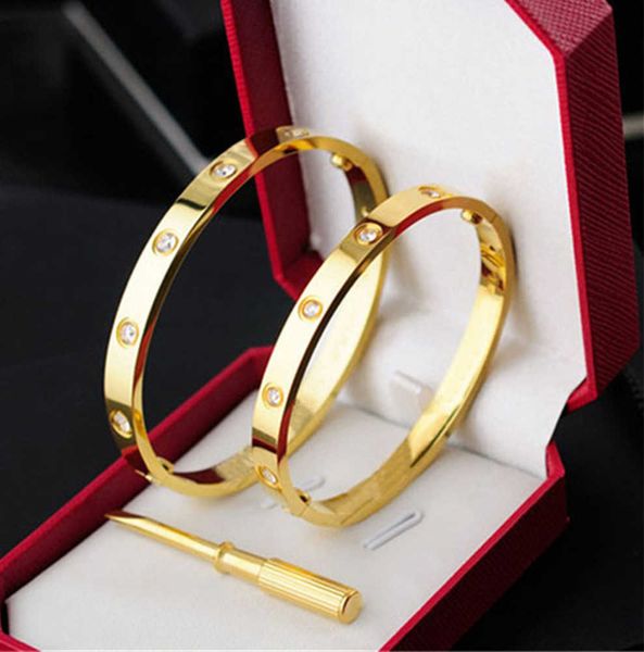

charm bracelets screwdriver love bracelet bangle designer cuff 316l stainless steel plated 18k gold jewelry party mens womens luxury with bo, Golden;silver