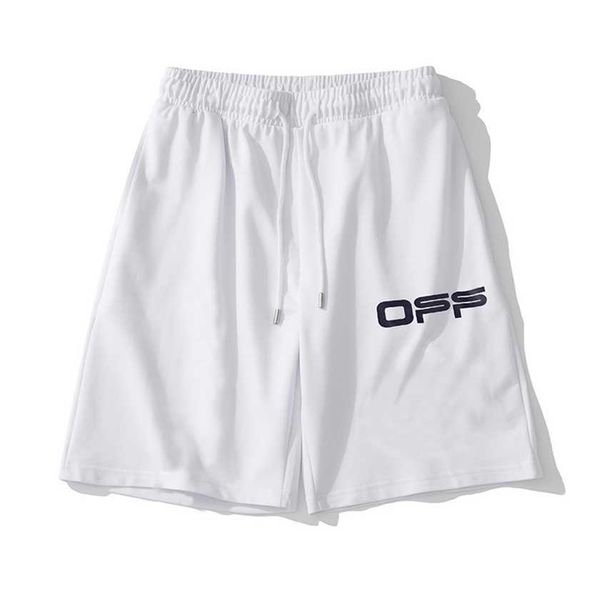 

26% off white summer airport warning line tape sticker ow loose half length shorts, White;black