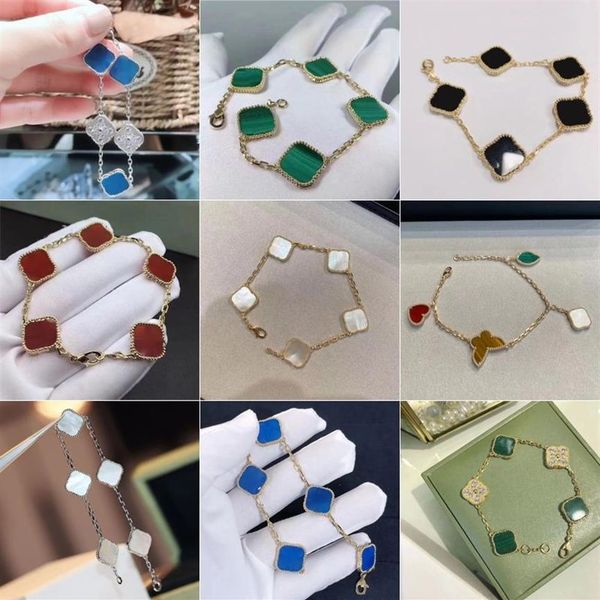 

100% 925 silver designer bracelets classic clover bracelet fashion simple exquisite beautiful five flower men and women girls coup293m, Golden;silver