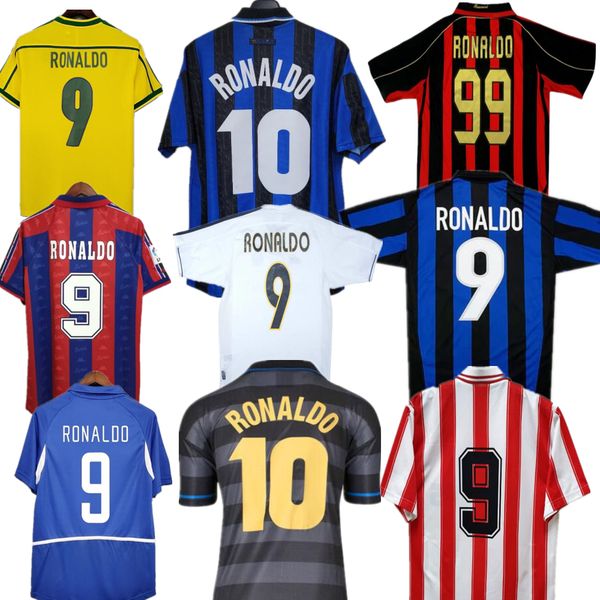 

ronaldo retro soccer jerseys basil 1998 vintage jersey milan 06-07 classic football inter 97-98 kit, Black;yellow