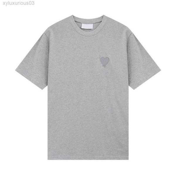 

men's t-shirts 2023 mens designers paris amis t shirt tone-on-tone love embroidery fashion street casual joker round neck cotton short, White;black