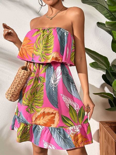 

summer dress womens printed ruffled backless short skirt, Black;gray