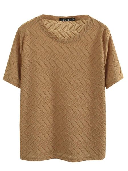 

t-shirt plus size tshirt for women jacquard knitted fabric summer 2022 casual short sleeve twist, Black