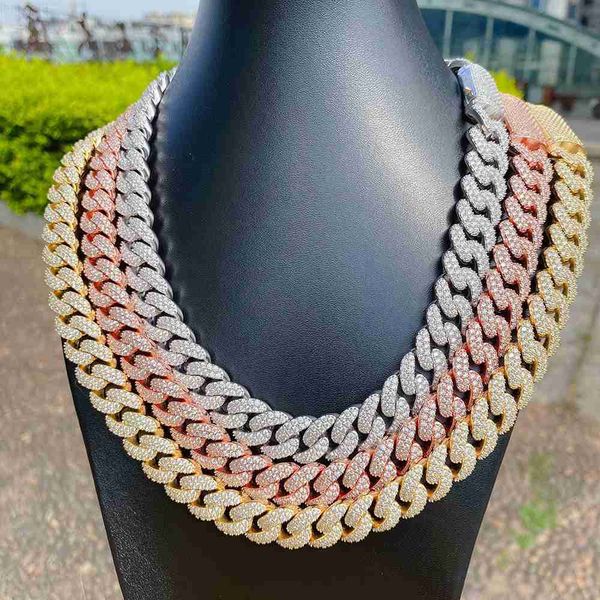 

fashion hip hop gold plated gra certificate men bling moissanite cuban link chain jewelry necklace, Silver
