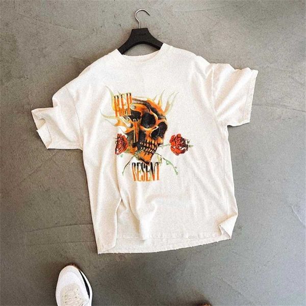 

36% off correct fashion short sleeve summer rose skull band theme print loose street t-shirt, White;black