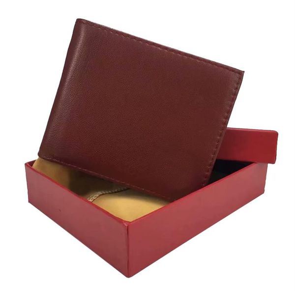 

2021 men's leather men's wallet casual short card holder pocket fashion wallet mens wallet 253d, Red;black