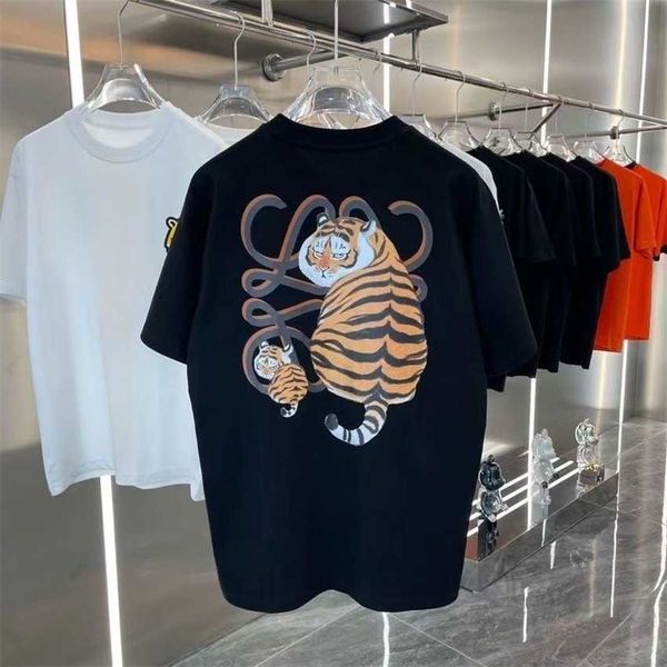 

pure cotton luo new tiger letter printing sleeved men women's versatile european and american trendy short sleeves, White;black