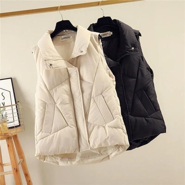 

vests down and cotton vest women's 2022 autumn winter new korean version casual short midlength vests allmatch waistcoat thick coat, Black;white