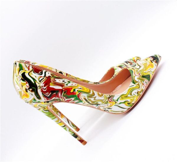 

casual designer lady fashion patent leather printed pointed toe high heels shoes 12cm 10cm 8cm stiletto heeled brand new luxu4115283, Black