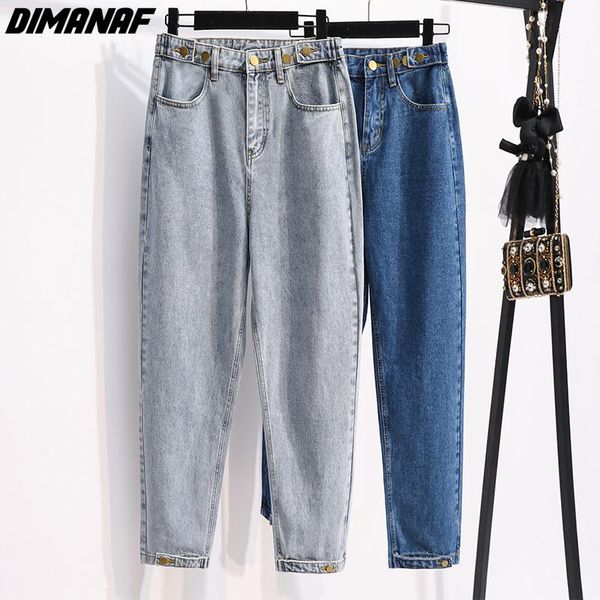 

jeans dimanaf 2022 spring summer women jeans long pants oversize loose casual cotton denim fashion female lady pants trousers clothing, Blue