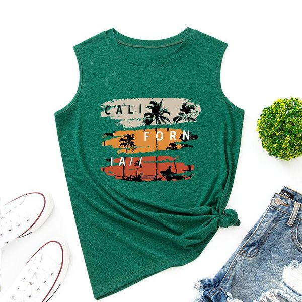 

tanks california outdoor trip tank women vest tanks summer shirt sleeveless tshirts casual muscle fitness tee shirts clothes, Black;white
