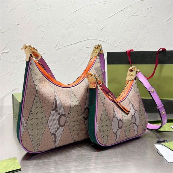

evening bags shoulder armpit bag women crossbody bags half month handbag fashion letter print removable strap red green ribbon wom286c