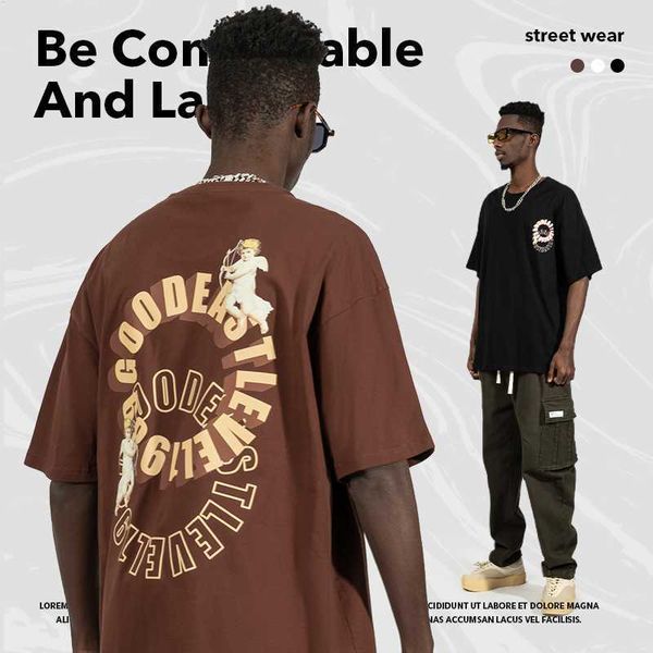 

2023 t shirt fashion brand virgin printed short-sleeved t-shirt men's spring and summer ins trend loose large couple t-shirt, White;black