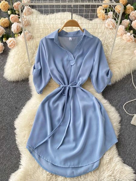 

dresses women 2022 spring new ladies show temperament thin vneck straps irregular korean version midlength dress vestidos female d0807, Black;gray