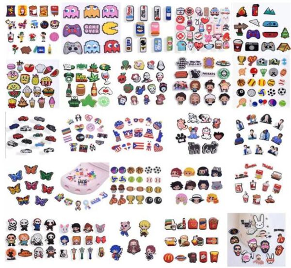 

stock pvc cartoon croc charms shoe decoration buckle accessories clog charm bracelet wristband buttons party gift6516401, White;pink