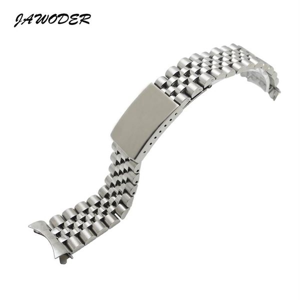 

jawoder watchband men women13 17 20mm pure solid stainless steel polishing brushed watch band strap deployment buckle bracelets fo3300, Black;brown