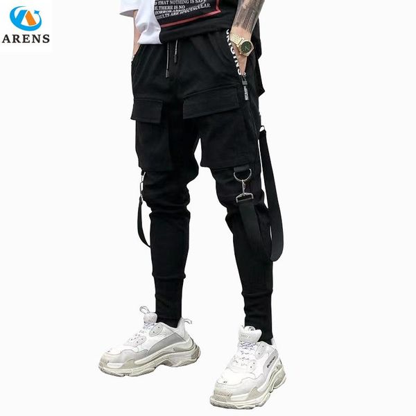 

pants hip hop joggers mens black harem pants multi pocket ribbons mens sports pants streetwear cargo pants men japanese streetwear a82