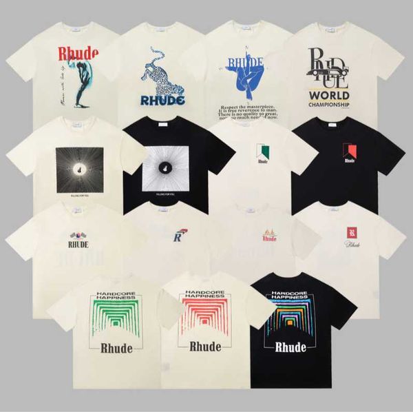 

2023 summer mens t-shirts womens rhude designers for men letter polos embroidery tshirts clothing short sleeved tshirt large tees 03, White;black