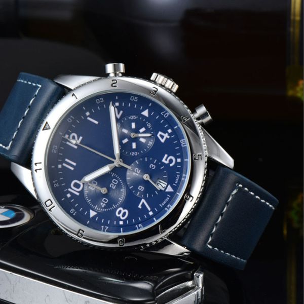 

luxury watch new famous mens stainless steel watches fashion designer quartz mens male clock leather watchband, Slivery;brown