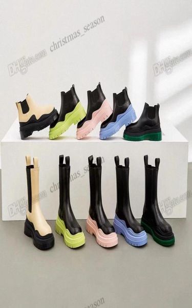 

2023 fashion women boots tire storm tires up chunky high boot real leather shoes crystal outdoor rubber martin chaussures de desig4554753, Black