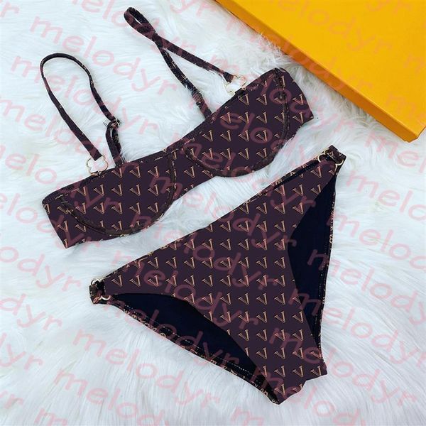 

bandeau bikinis summer two piece swimwear swimming pool party bathing suit luxury letter swimsuit222n, Black