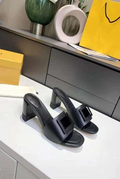 

classic ladies slide open toe black yellow ff letter buckle sandals women039s platform chunky heel outdoor dress designer 3032677
