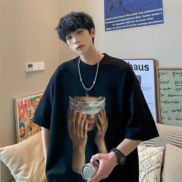 

32% off street t-shirt couple american short men's oversize summer fashion 5/4 sleeve, White;black