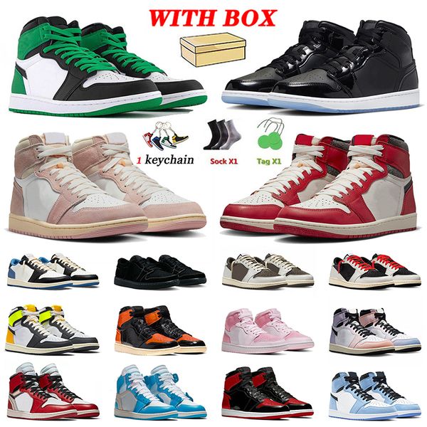 

1s basketball shoes jumpman 1 with box sneakers mid space jam luxury green washed pink lost found reverse mocha volt gold men women trainers