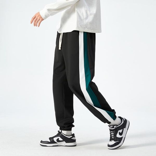 

pants autumn winter sports pants men running pants warm thick bottoms skinny sweatpants joggers ankletiedtrousers plus size 8xl, Black