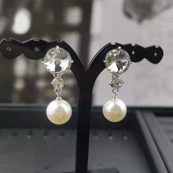 

miao's crystal pearl earrings diamond pearl earrings fashion sweet elegant zircon, Golden