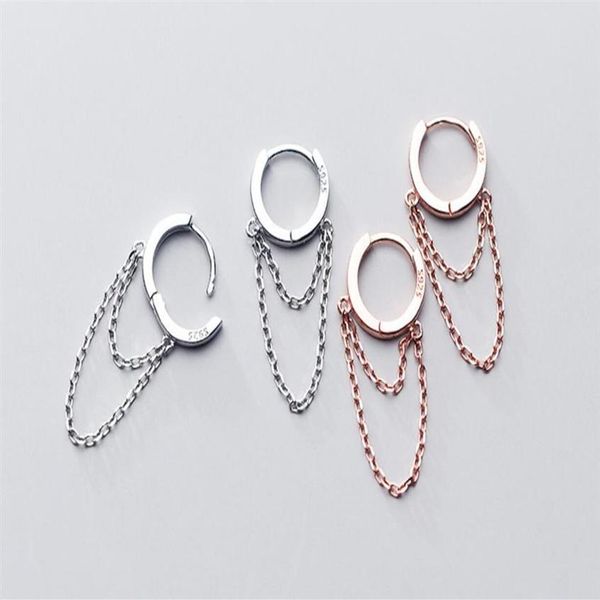 

925 sterling silver chain huggie hoop earrings women a18502623, Golden;silver