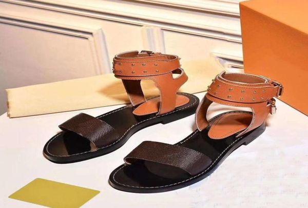 

classic rivet women sandals summer fashion ankle high men letter gladtor casual flat designer woman shoes ladies beach roman 6094564, Black