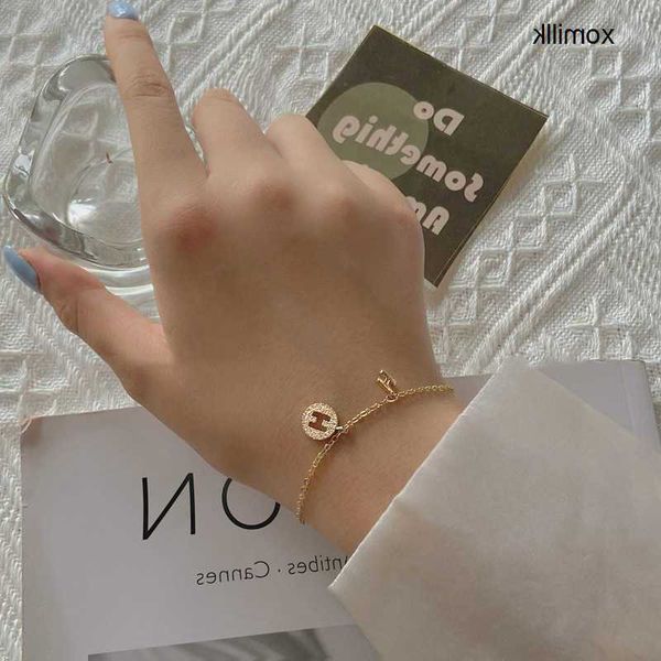 

hermm designer bracelet micro inlaid zircon round brand h letter bracelet for women with korean style light luxury high grade and simple sma, Black