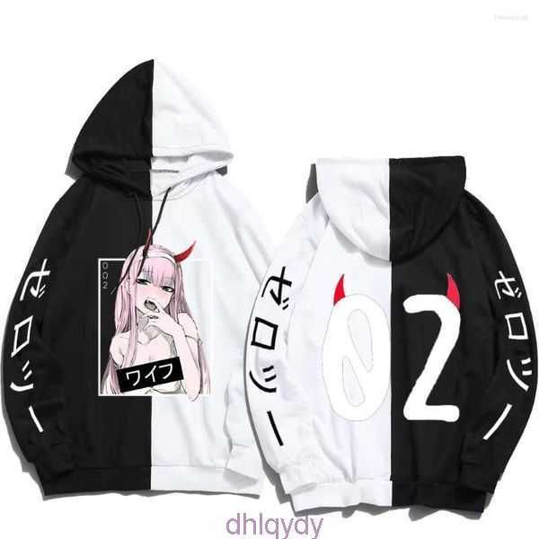 

hoodies fashion darling in men's the franxx anime printed t shirt men women zero two cartoon funny manga graphic 2 odz4, Black