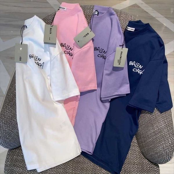 

26% off spring/summer new half graffiti letter colorful short sleeve round neck cotton loose t-shirt, White