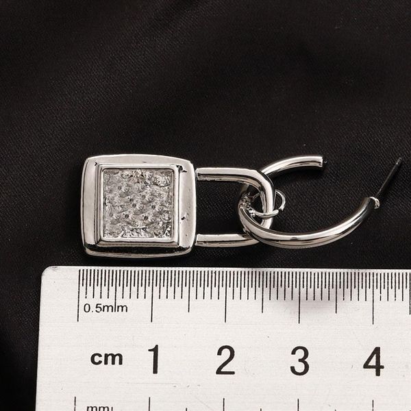 

18k gold plated 925 silver luxury brand designers letters stud lock stainless steel geometric famous women crystal rhinestone earr211s, Golden;silver