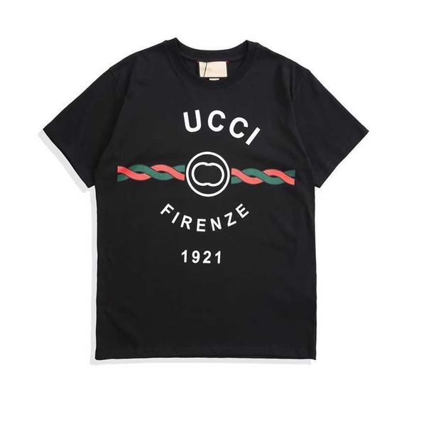 

34% off correct version of knitted cotton 1921 t-shirt button cord interlocking double print short sleeve t-shirt, White;black