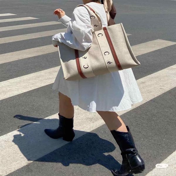 

tote canvas shoulder bags letter print stripe evening bags large capacity female japanese casual handbag shopping bag245f