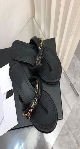 

designer lambskin purple sandals women flat low heel flipflops metal chain matching vacation beach slippers fashion bow black whi7955242