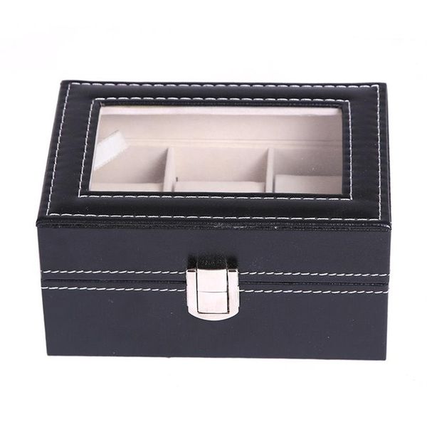 

fashion pu leather watch boxes 2 3 5 6 10 12 20 24 grids watch storage organizer box display watch case2289, Black;blue