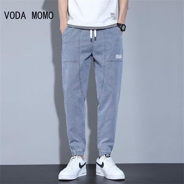 

pants 2022 new hip hop harem jeans pants men loose joggers denim casual sweatpants korea ankle length trousers streetwear male clothes, Black