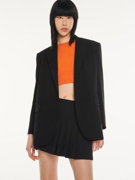 

pants 2022 winter new women's allmatch casual lapel long sleeves one button plus size loose black suit jacket, White