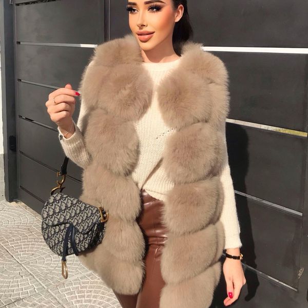 

fur winter new women's natural fox fur coat square pattern fox fur handcrafted fur coat products, Black