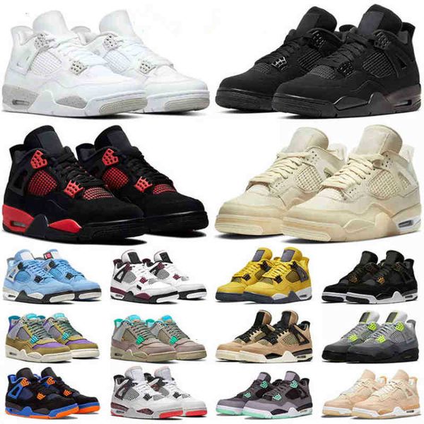 

uality jordns j4 men women jumpman 4s basketball shoes red thunder fire cactus jack university blue white oreo black cat bred metallic green, White;red