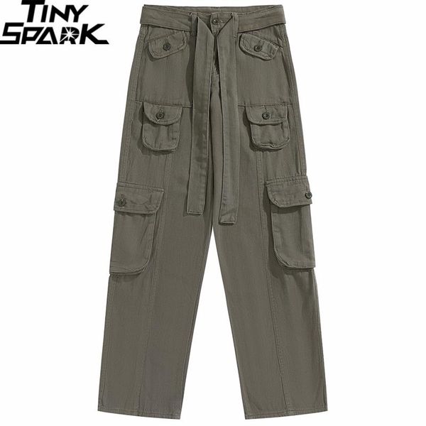 

pants hip hop streetwear cargo pants multi pockets joggers pants 2022 men harajuku harem trousers straight tactical cargo pants cotton, Black