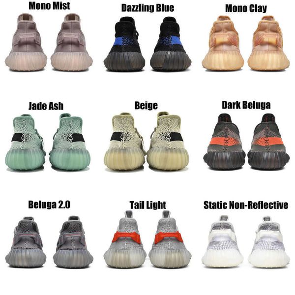 

2023 yeezzys women mens running shoes bone dazzling mono beluga reflective mx oat rock blue black static reflective jogging walking trainers